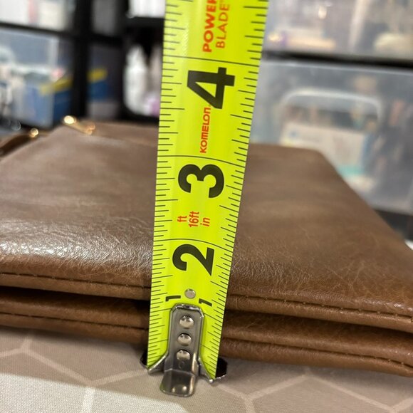 Crossbody Purse Shoulder Bag, Slouchy. Zippered, pockets, dark camel color - Picture 15 of 15